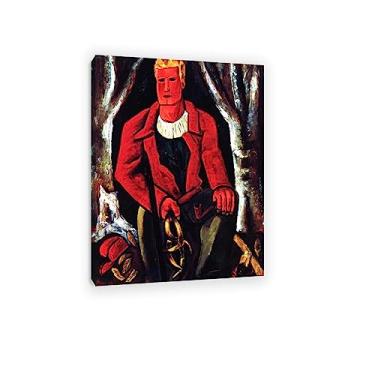 Imagem de Impressões de arte de parede em tela de reprodução de pinturas famosas de Marsden Hartley em tela - "Young Hunter" imagens de paisagem impressas em tela 30 x 42 cm (12 x 17 pol) emolduradas