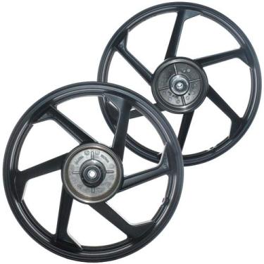 Imagem de Par de rodas de alumínio liga leve freio a tambor C100 Biz Biz100 Biz1