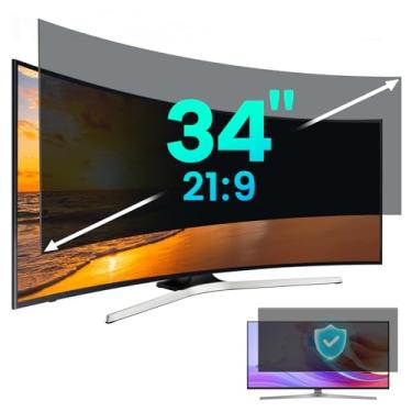 Imagem de ZpTsarinal Filtro de tela de privacidade de computador de 34 polegadas para monitor panorâmico com proporção de 21:9, protetor de privacidade removível para monitor de computador - filtro de luz azul