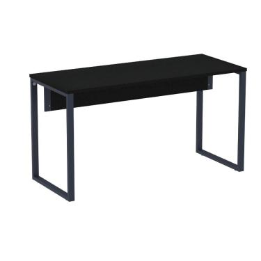 Imagem de Mesa Escritório P25 TUB Pandin 150 cm (Larg) x 70 cm (Prof) Tampo MDP Preto Pé Aço Tubular Azul
