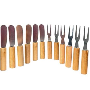 Imagem de 6 Garfinhos P/Petiscos E 6 Espátulas P/Manteiga Geleia Patê