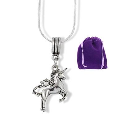 Imagem de Colar de unicórnio, joias, berloques, presentes de unicórnio para mulheres, homens, pingentes, acessórios e presente para qualquer pessoa, corrente de cobra banhada a prata