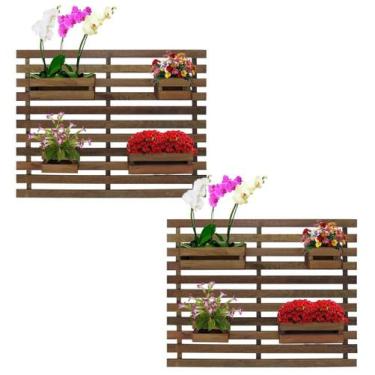 Imagem de Kit 2 Floreiras Jardim Vertical 100 x 80 cm Madeira Maciça - Móveis Br