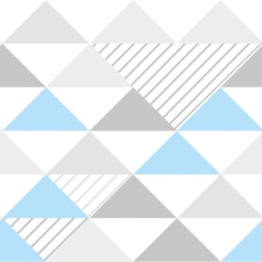 Imagem de Papel De Parede 12m Adesivo Triângulo Azul Geométrico