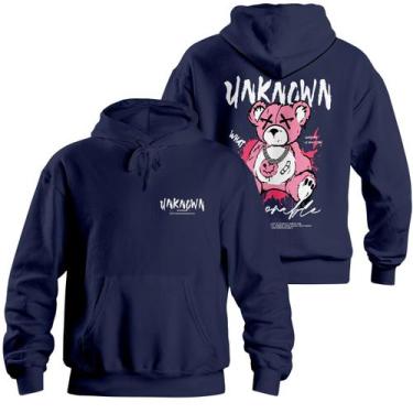 Imagem de Blusa de Frio Moletom Canguru Urso Emoji Casaco Inverno - Maravs, Azul