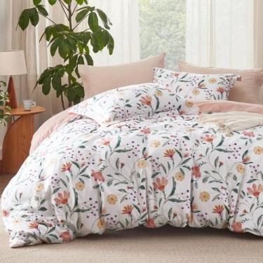 Imagem de Capa de edredom Bedsure King Size Reversível Floral Pale Blush