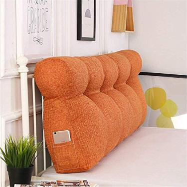 Imagem de RXBFD Almofada de linho triangular grande com curvatura simples, encosto de leitura, encosto, removível, macio, grande, para sofá, cama, escritório, protege a cintura, almofada lombar