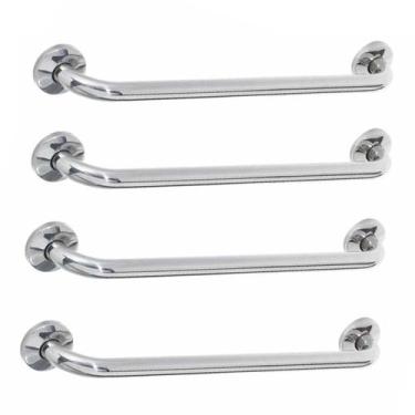 Imagem de Kit 4 Alças Apoio Banheiro Inox Idoso Cadeirante Deficiente Acessibili