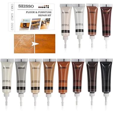 Imagem de SEISSO Kit de reparo de madeira, tinta de retoque de madeira, restaura qualquer mancha de madeira para móveis de madeira, capa de 12 cores, arranhão de superfície para mesa de piso de madeira,