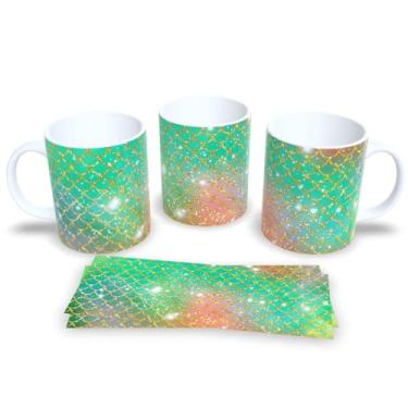 Imagem de Caneca Branca de Porcelana Personalizada Escamas de Sereias 2 (Mod.25)