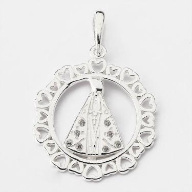 Imagem de Pingente Nossa Senhora Aparecida Prata 925 Com Zircônias - Cristal