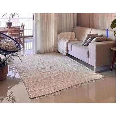 Imagem de Tapete Felpudo Peludo Luxo, Estilo Rústico, Branco, Macio e Fofo, para Sala e Quarto