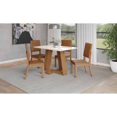 Imagem de Mesa de Jantar Lins 120 4 Cad. Milla Plus Caramelo - Henn