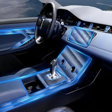 Imagem de LYBQFZ Painel de engrenagem interior do carro painel de navegação GPS película protetora TPU transparente, para Land Range Rover Evoque 2019-2023