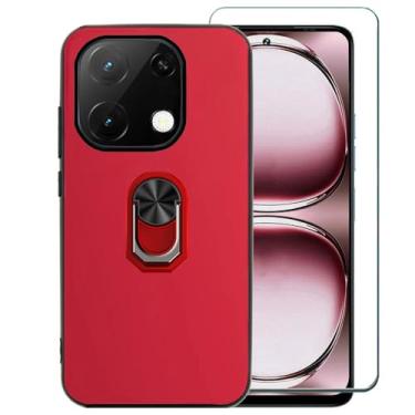 Imagem de Ranyi Capa para UMIDIGI Note 100/Note 100A com protetor de tela, capa fina de TPU e suporte de anel giratório 360 com suporte de silicone para UMIDIGI Note 100 5G/Note 100A (2025), vermelho