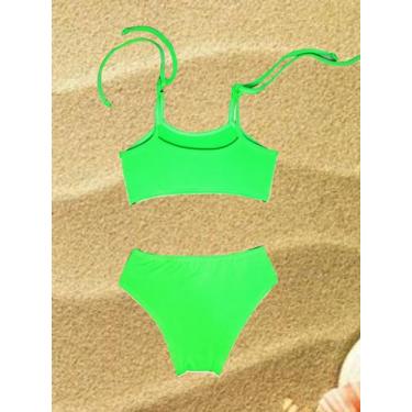 Imagem de Biquíni Infantil Verde Neon - Pequeno Céu, Verde, 8