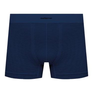 Imagem de Cueca Masculina Boxer Listrada S/ Costura Selene 11071, EG, Azul marin