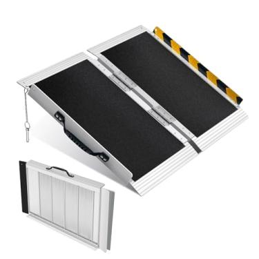 Imagem de Sailret Rampa Portátil Para Cadeira De Rodas De 2 Pés, Rampa Dobrável De Alumínio Antiderrapante Para Deficientes, Para Degraus, Escadas, Soleiras E Portas De Casa, Rampas Para Scooter, Capacidade