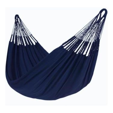 Imagem de Rede De Descanso Dormir Balanço Casal Jeans Reforçada Grande 3,6 Metros - Ideal Para Camping, Hotel, Praia, Acampamento, Jardim, Varando, Sítio, Chárcara, Apartamento, Viagem, Fazenda (Azul)