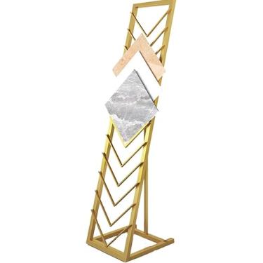 Imagem de LGEOELIAS Rack de exibição de amostras de azulejo, suporte de exibição de azulejo de metal preto, suporte de exibição de pedra de piso, rack de varejo de vários andares para shows de artesanato de