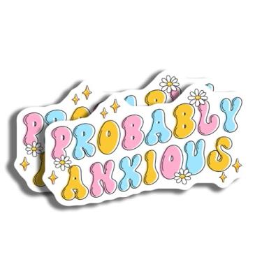 Imagem de Adesivo Probably Anxious - Adesivo de vinil retrô - Adesivo fofo de ansiedade - Adesivo de saúde mental - Decalque divertido para laptop - Adesivo de garrafa de água - AAS0740