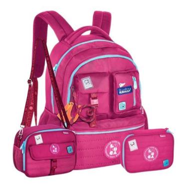 Imagem de Kit Mochila Costas Luluca Lancheira Térmica E Estojo - Rosa