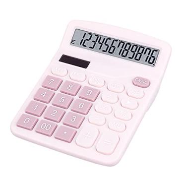 Imagem de DANRONG Calculadora de mesa rosa fofa com botões grandes, fonte de alimentação dupla, energia solar e bateria, tela grande – perfeita para escritório, professores e estudantes