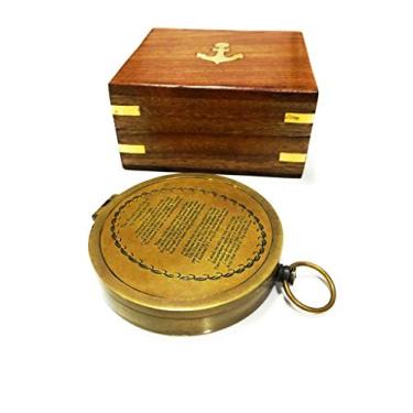 Imagem de Bússola de latão NauticalMart com caixa de pau-rosa gravada Poema bússola feita à mão Batismo Presentes, Melhor Páscoa, Aniversário, Dia das Mães, Dia dos Pais, Presente de Formatura, Presentes de Casamento, Robert Frost Brass Poem Compass