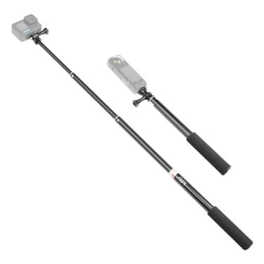 Imagem de HSU Bastão de selfie extensível para câmera de ação, aderência à prova d'água para GoPro Hero 12/11/10/9/8/7, monopé portátil de 16,5 a 67 cm para telefones celulares AKASO Insta360 X4 X3 e outras