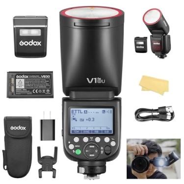 Imagem de Godox Flash V1 PRO O para câmera Olympus Panasonic com flash externo SU-1 2980mAh 76W Flash de bateria TTL 1/8000s HSS 1.3s Tempo de reciclagem 2.4G Wireless HSS 500 Flashes de potência total (V1