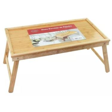 Imagem de Bandeja Café Da Manha Na Cama Em Bambu Pés Dobráveis 50x30cm - Home Go