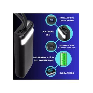 Imagem de Carregador Power Bank  Portátil 20.000 Mah 4 Cabos Universal - aGold