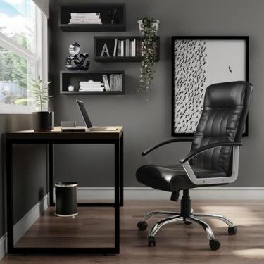 Imagem de Cadeira de Escritório Presidente Giratória Erin Preta - Mobly