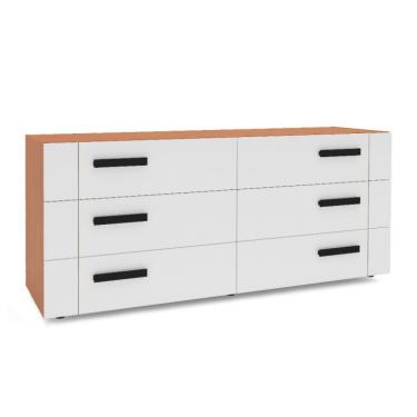 Imagem de Cômoda Lisboa 6 Gavetas Branca e Freijó