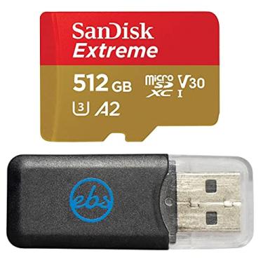 Imagem de Cartão de memória SanDisk MicroSDXC 512GB Extreme compatível com câmera de ação Insta360 X3, X4 e X5 (SDSQXAV-512G-GN6MN) V30 A2 com (1) leitor de cartão Everything But Stromboli MicroSD e SD