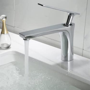 Imagem de Torneira De Banheiro Torneira De Banheiro De Latão Dourado Escovado Misturador De Água Fria E Quente Torneira De Pia Montada No Convés Torneira Preta/cromada, Chrome Short