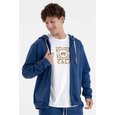 Imagem de Jaqueta Masculina Básica Moletom com Ziper, Capuz Bolso Canguru Marinho Absoluto
