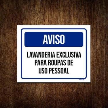 Imagem de Kit 10 Placas Aviso Lavanderia Exclusiva Roupa Pessoal - Sinalizo.Com