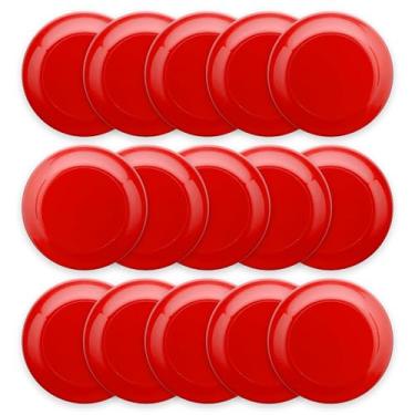 Imagem de DISCOUNT PROMOS Frisbees 23,5 cm Conjunto de 15, pacote a granel - Jogos divertidos ao ar livre para adultos e família - Vermelho