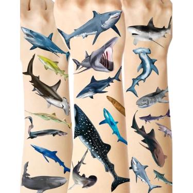 Imagem de ANTING 108 Adesivos De Tatuagem Tubarão, Com Tema Decoração Festa, Lembrancinhas Para Crianças E Adultos