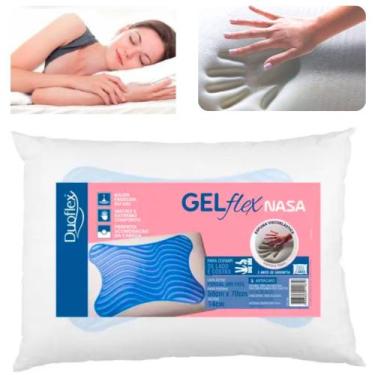 Imagem de Travesseiro Gel Nasa Gelado Duoflex Gelflex Antialérgico Macio Viscoel