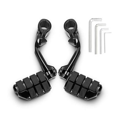 Imagem de JUNJUMOTO Kit De Montagem Pinos Estrada Ângulo Longo Para Harley Touring Street Glide Road King Electra Dyna Sportster Com Protetor Motor 1 1/4" (Preto)