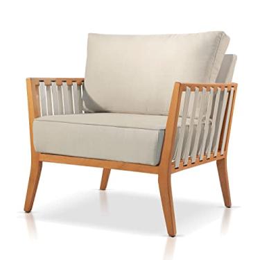 Imagem de Poltrona Jade Linho Agarb Decor Cor:Linho Bege Claro