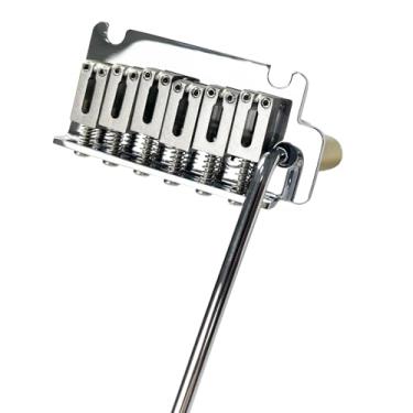 Imagem de OVSAL Ponte De Guitarra Elétrica 10,5 Mm Cromada, Tremolo 2 Pontos, Bloco Latão, Placa Sela Aço Inoxidável, 6 Cordas, Início Stratocaster