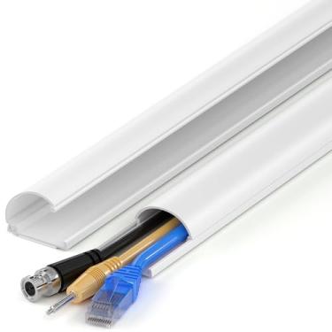 Imagem de ZhiYo Escondedor de cabo D de 86 cm para TV de montagem na parede, kit de esconder cabos autoadesivos, capas de PVC para fios na parede, pista de cabos brancos, hiders de fio pintáveis, 5 x 43 (C) - 3