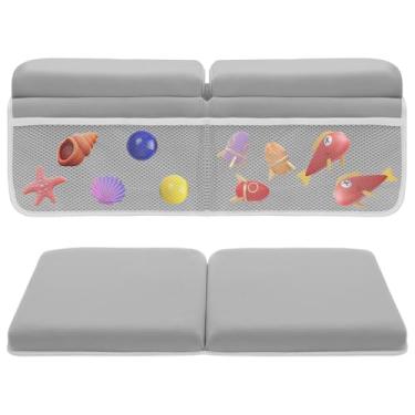 Imagem de bigjvbfv Conjunto de joelheira de banho confortável dobrável antiderrapante com organizador de brinquedos para a hora do banho do bebê
