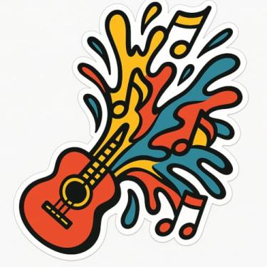 Imagem de Adesivo Recorte Guitarra Explosiva Estilo Abstrato