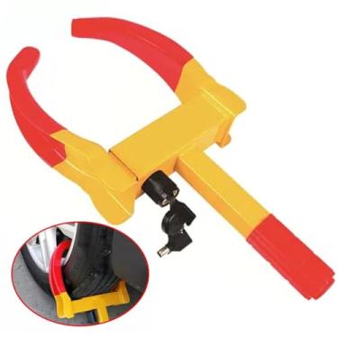 Imagem de Trava Roda Carro Moto Controle Estacionamento Bloqueador Antifurto Roubo Segurança Pneu Automotivo Trailer Carretinha