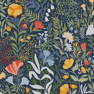 Imagem de Papel de parede para decoração de casa cozinha preto flor encantada papel de parede removível vinil autoadesivo prateleira papel de prateleira e rolo de gaveta casa, oficina e escritório 43,9 cm x