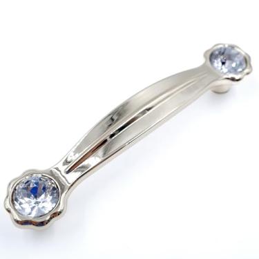 Imagem de JETLAND Puxadores de cristal para gaveta de armário, pacote com 4, dourado com vidro transparente, centros de furo de 10 cm, margarida brilhante, alças de armário para móveis de mesa de cabeceira de